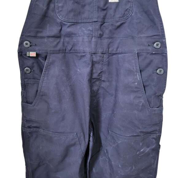 Carhartt FR Size M (8-10 Short) Loose Fit Navy Blue Utility Overalls - Picture 3 of 16